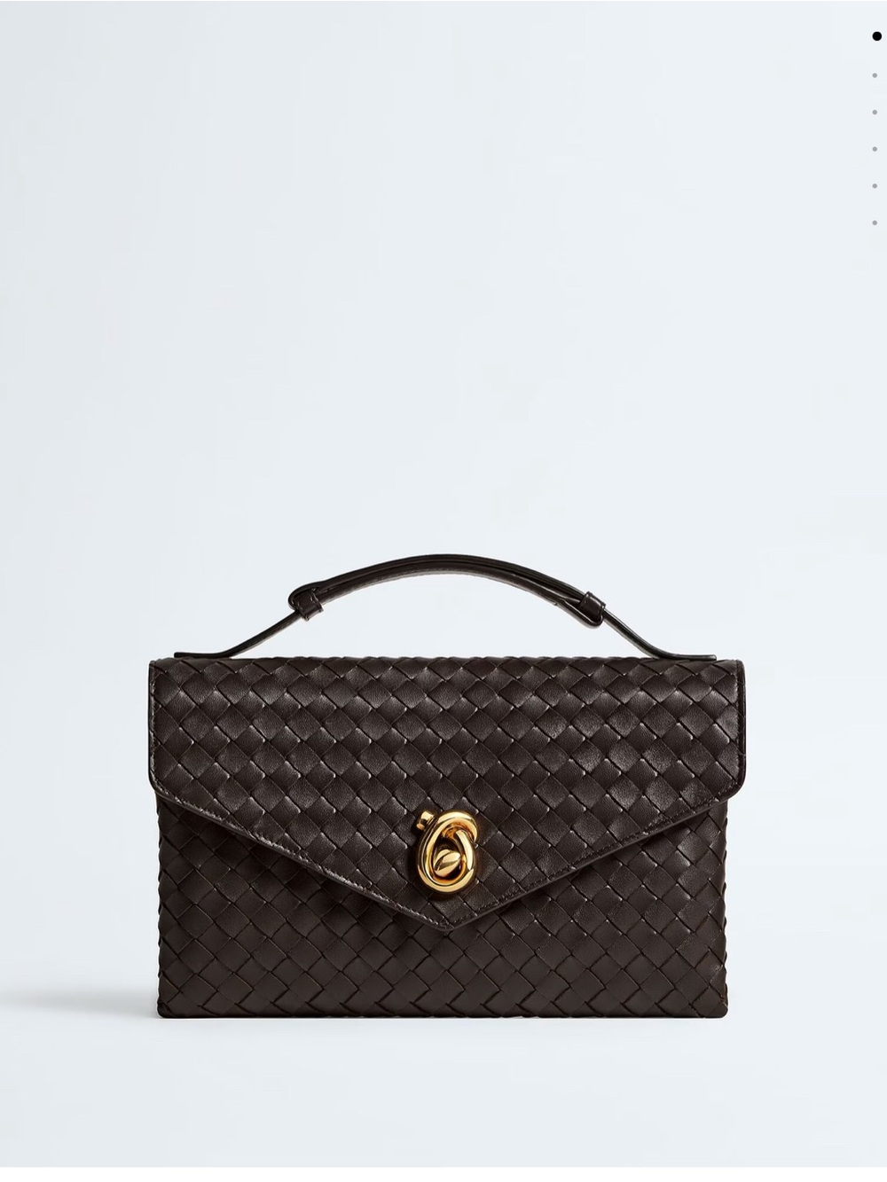 Bottega Veneta Dark Brown Woven Leather Top-Handle Satchel with Gold Hardware
